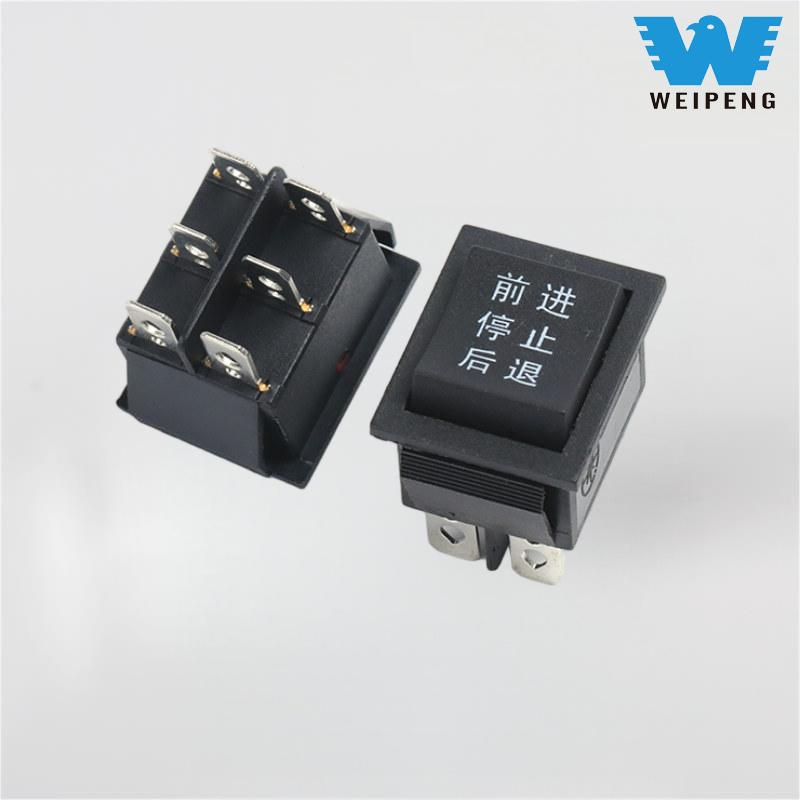 KCD4 Hitam 31*25mm 6-pin 3 posisi 16A 250V Saklar Rocker