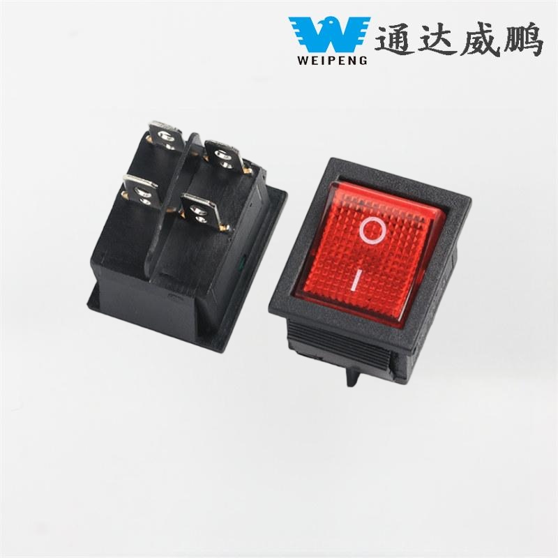 Kcd4 Rocker Switch 30A Empat Terminal dengan Lampu