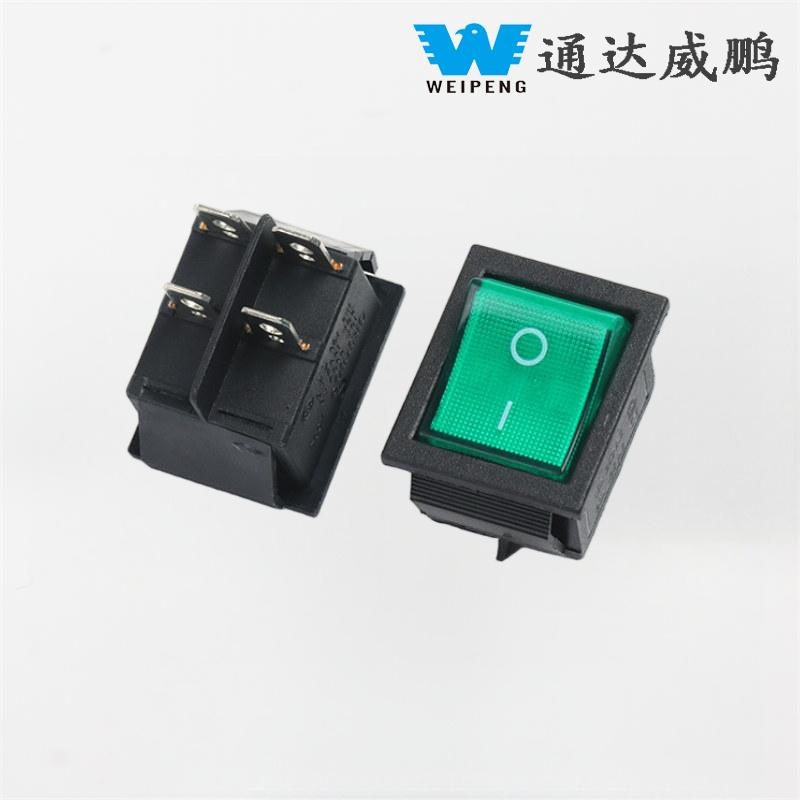 Kcd4 Rocker Switch Arus Tinggi 2 Posisi Empat Pin dengan Lampu