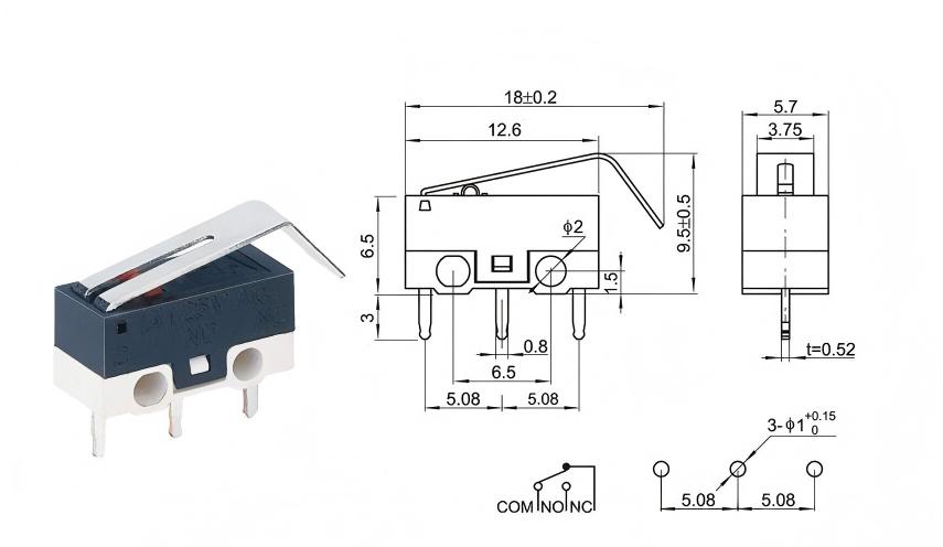 Sakelar Mouse Gagang Lengkung DOT Perak