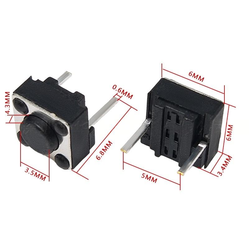 Sakelar Tombol Tekan Vertikal Taktil Mikro Dua Pin 6*6*4.3/5/7/9