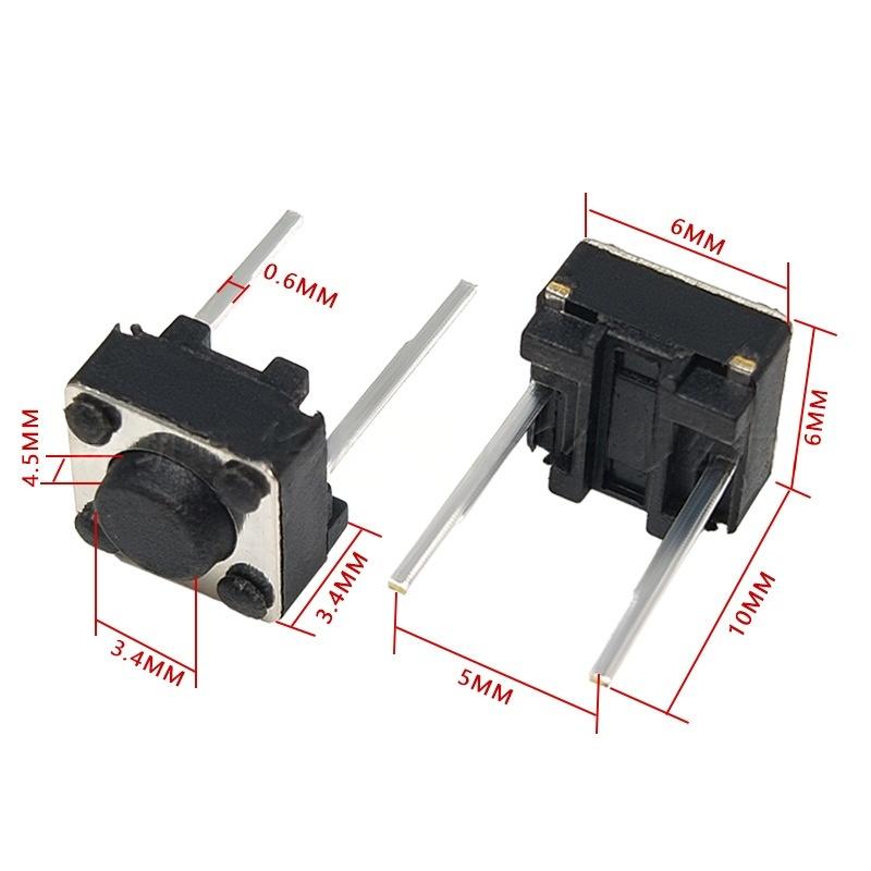 Sakelar Tombol Tekan Vertikal Taktil Mikro Dua Pin 6*6*4.5