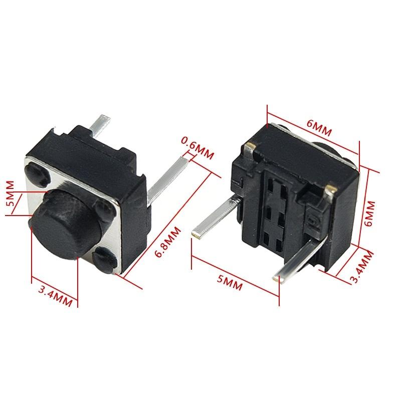 Sakelar Tombol Tekan Taktil Vertikal Gerakan Mikro Dua Pin 6*6*5