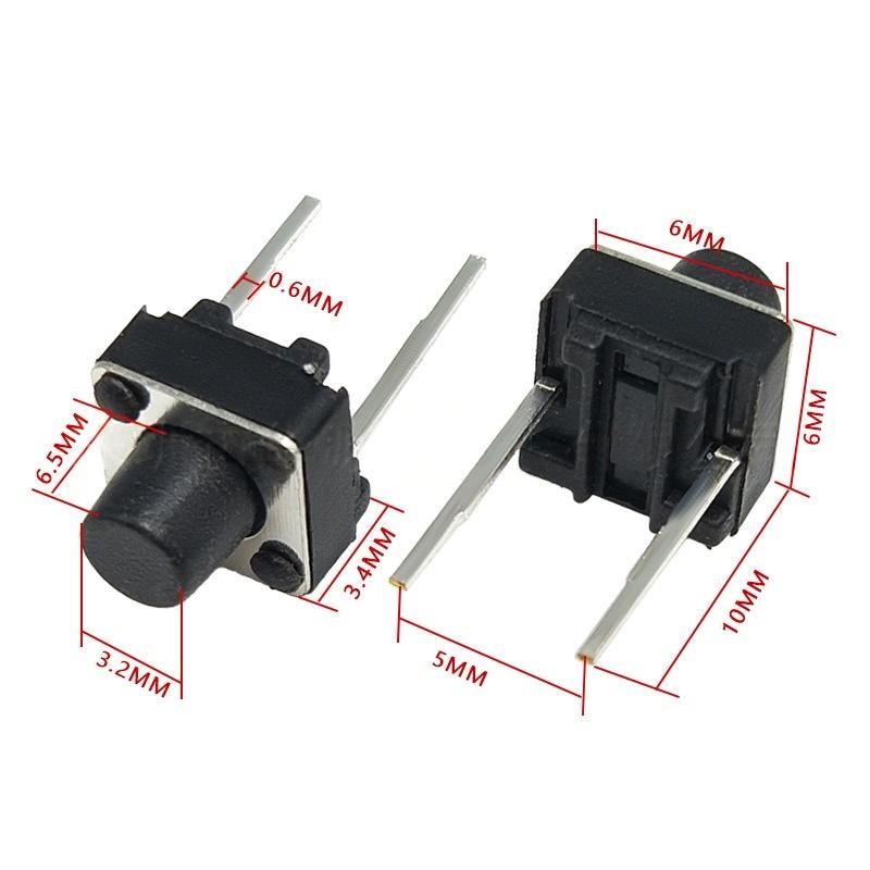 Sakelar Tombol Tekan Taktil Vertikal Gerakan Mikro Dua Pin 6*6*6.5