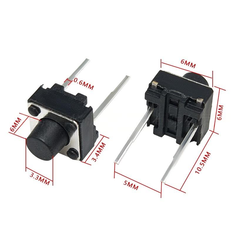 Sakelar Tombol Tekan Taktil Vertikal Gerakan Mikro Dua Pin 6*6*6